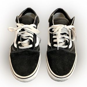 VANS Old Skool Black Suede Lace Up Low Top Skate Shoes Mens 9.5 Women’s 11